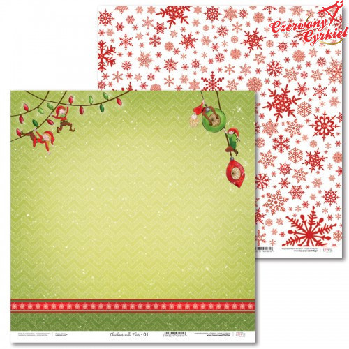 Papier 30 x 30 cm - Christmas with elves - 01 -