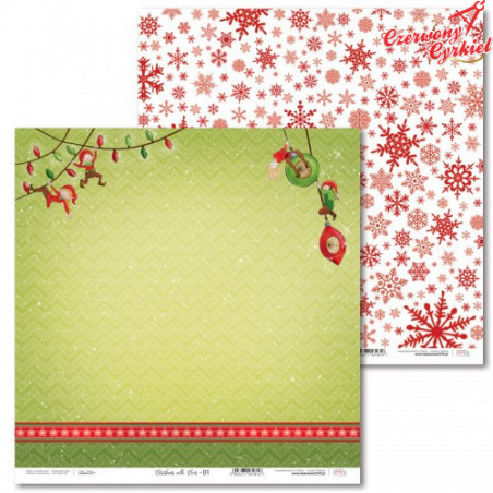 Papier 30 x 30 cm - Christmas with elves - 01 -