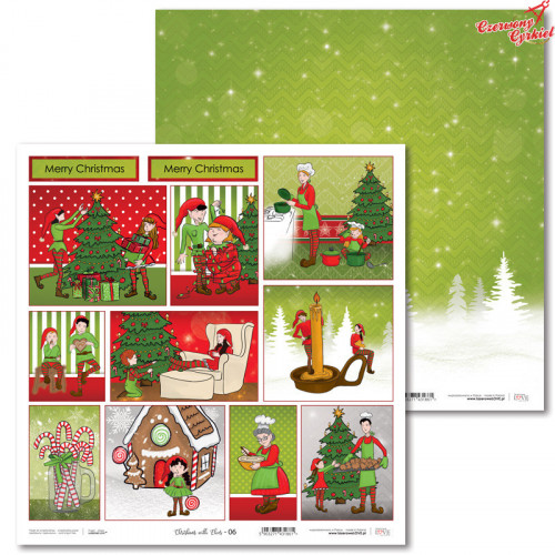 Papier 30 x 30 cm - Christmas with elves - 06