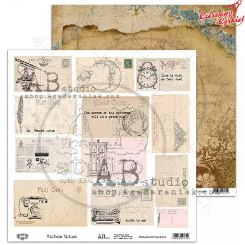 Papier do scrapbookingu  - "Vintage things" 12'x12'