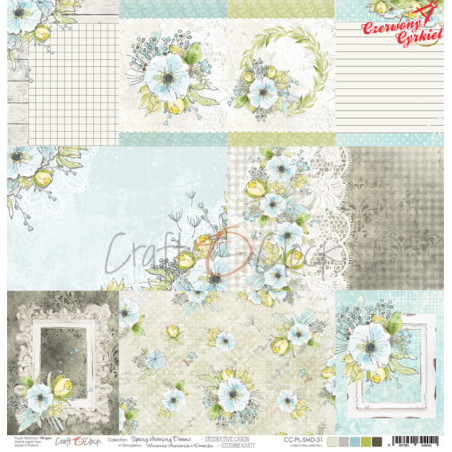 SPRING MORNING DREAMS - arkusz z OZDOBNYMI KARTAMI 30,5x30,5cm  /CraftO'Clock