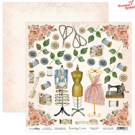 Dwustronny papier SEWING LOVE /07 ScrapBoys 30x30cm