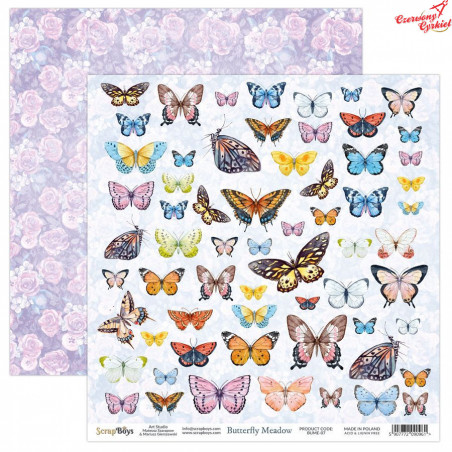 Papier z elementami do wycinania -  Butterfly Meadow 07/ Scrapboys/ 30x30cm