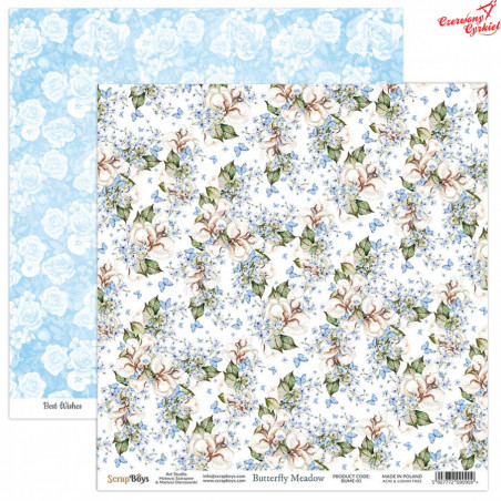 Dwustronny papier  -  Butterfly Meadow 01/ Scrapboys/ 30x30cm