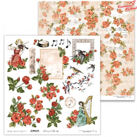 Dwustronny papier z elementami 30x30 cm - Blooming Lullaby 02 - Lexi Design