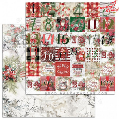Papier do scrapbookingu "A Holly Jolly Christmas"- arkusz 2 "Christmas calendar" - 30x30