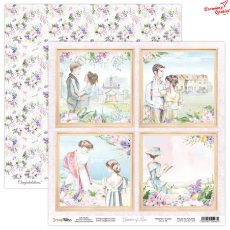 Dwustronny papier Garden of Love 05 Scrap Boys   30,5x30,5cm