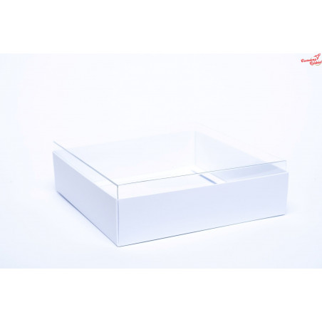 Pudełko na kartkę białe wysokie z przezroczystym wieczkiem 16cm GoatBox
