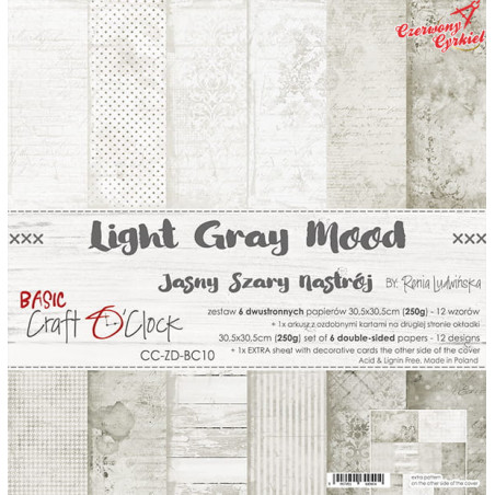 BASIC 10 - LIGHT GRAY MOOD - zestaw papierów 30,5x30,5cm