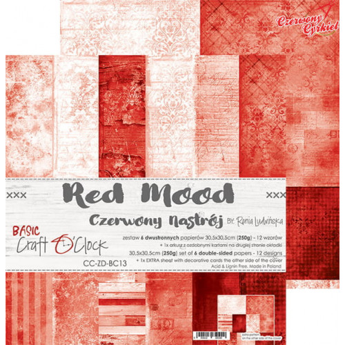 BASIC 13 - RED MOOD - zestaw papierów 30,5x30,5cm