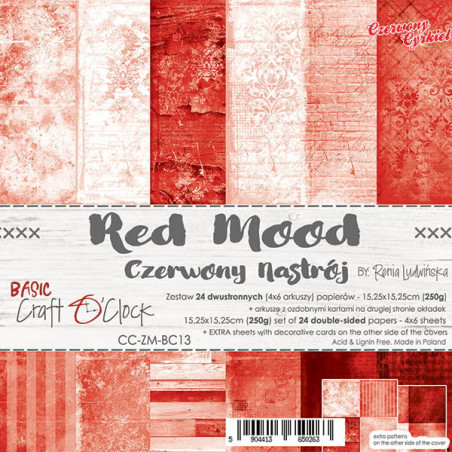 BASIC 13 - RED MOOD - zestaw papierów 15,25x15,25cm