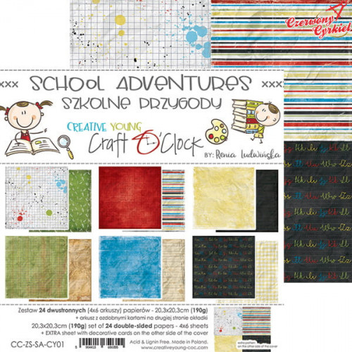CY01 - SCHOOL ADVENTURES - zestaw papierów 20,3x20,3cm