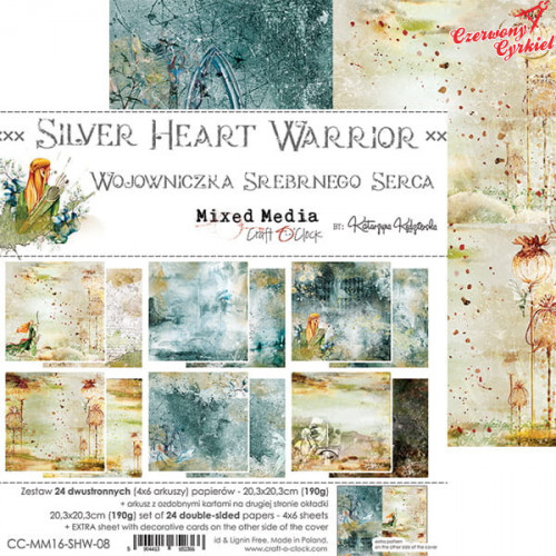 SILVER HEART WARRIOR - zestaw papierów 20,3x20,3cm