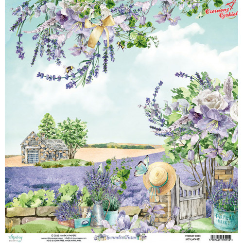 Dwustronny papier  - Lavender Farm 01 - 30x30cm/Mintay