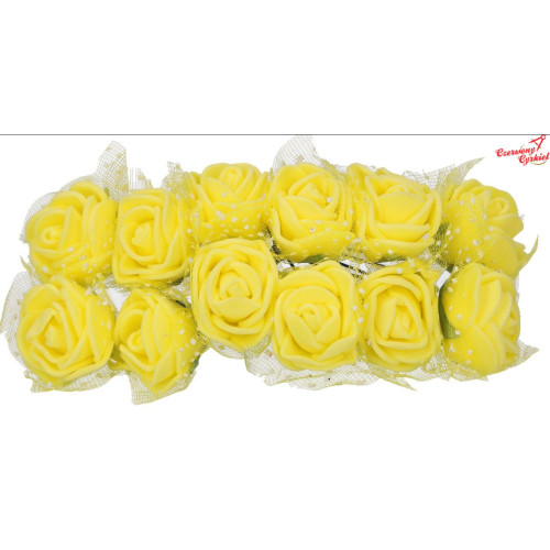 Kwiaty z pianki żółte z tiulem