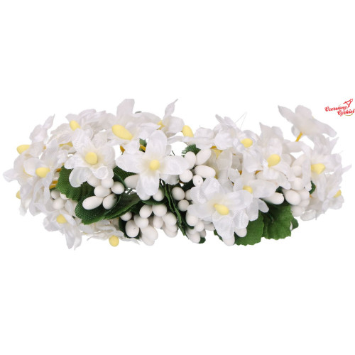 Kwiaty kwiatuszki na druciku  białe