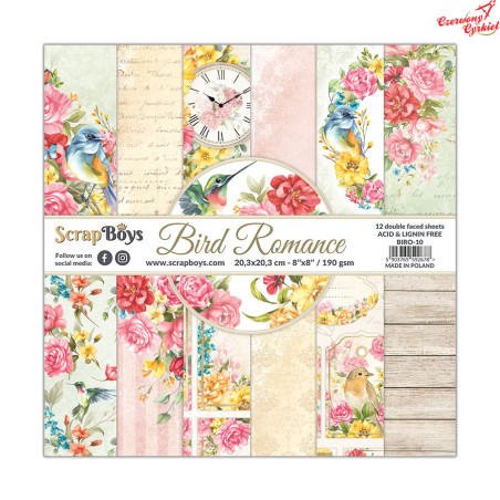 Zestaw papierów Bird Romance 10 Scrap Boys   20,3x20,3cm