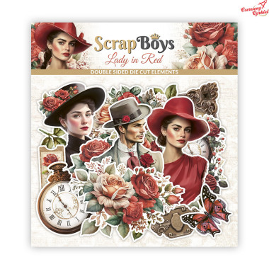 Papierowe elementy - Scrapboys 12- Lady in Red 51 szt.