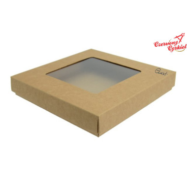 Pudełko kraftowe kwadratowe okienko 14,5x14,5x4cm