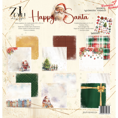 Bloczek Papierów do Scrapbookingu ZoJu Design - Happy Santa 30x30 cm