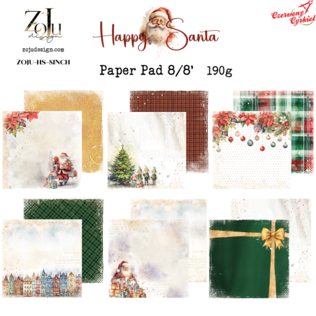 Bloczek Papierów do Scrapbookingu ZoJu Design - Happy Santa  20,3x20,3 cm