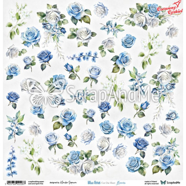 Blue Roses Flowers - arkusz do wycinania