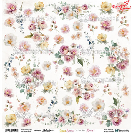 Sunny Blooms - Flowers 1- arkusz do wycinania