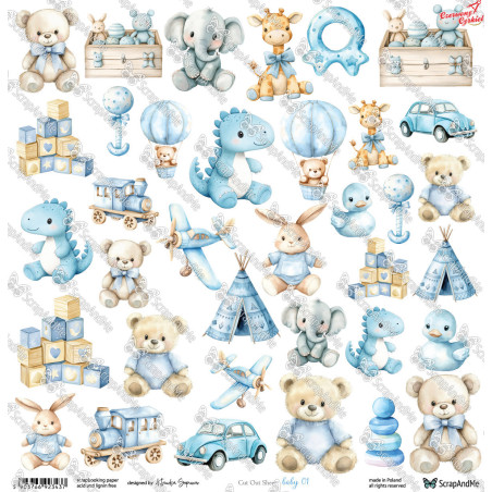 Arkusz do wycinania Baby 01 16 30x30 ScrapAndMe