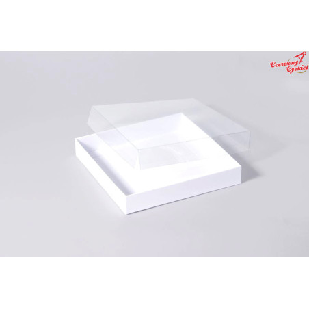 Pudełko z pełną szybką Kwadrat, biały, 15 x 15 x 2,5cm