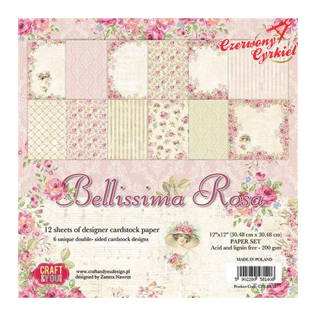 BLOCZEK PAPIERÓW  z kolekcji Bellissima Rosa 15x15cm Craft&You Design.